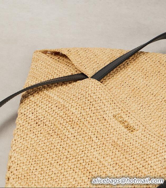 Trendy Design Loewe Medium Puzzle Fold Raffia Tote Bag 9030 Beige