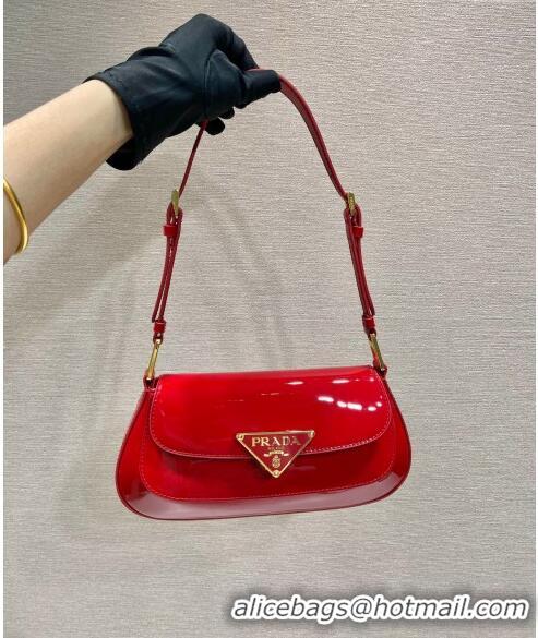 Famous Brand Prada Patent Leather shoulder bag 1BD345 Red 2024