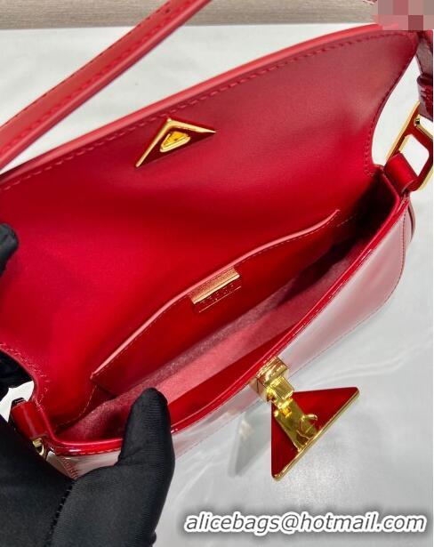 Famous Brand Prada Patent Leather shoulder bag 1BD345 Red 2024