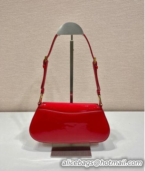 Famous Brand Prada Patent Leather shoulder bag 1BD345 Red 2024