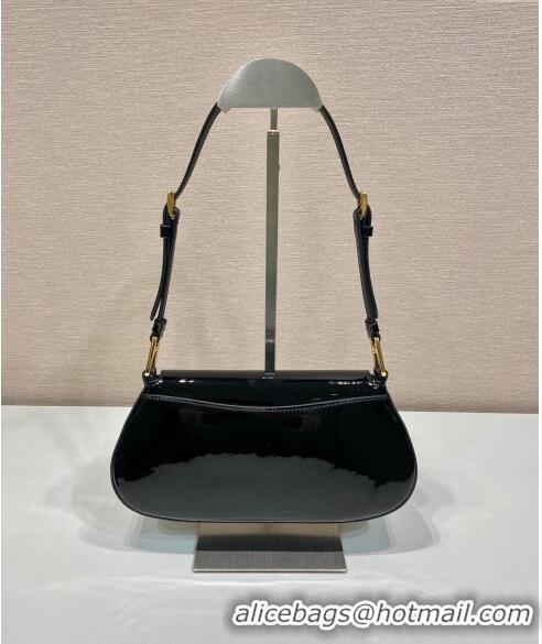 Buy Inexpensive Prada Patent Leather shoulder bag 1BD345 Black 2024