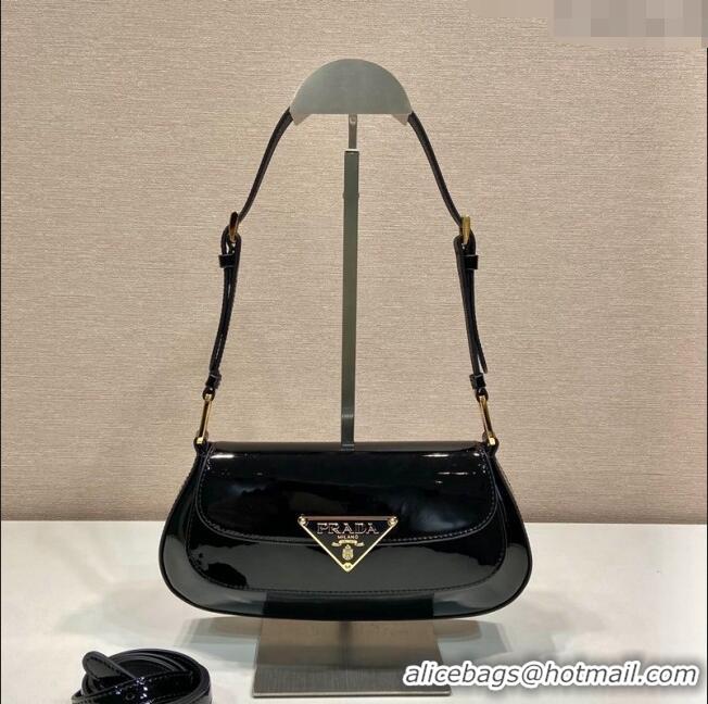 Buy Inexpensive Prada Patent Leather shoulder bag 1BD345 Black 2024