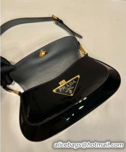 Buy Inexpensive Prada Patent Leather shoulder bag 1BD345 Black 2024