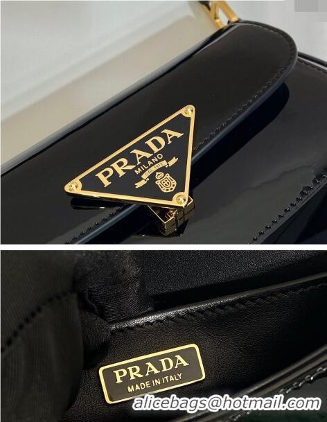 Buy Inexpensive Prada Patent Leather shoulder bag 1BD345 Black 2024