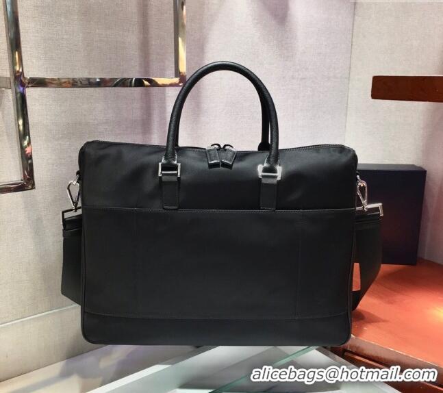 Super Quality Prada Mens Saffiano and Nylon Business Briefcase Bag 2VE017 Black 2024