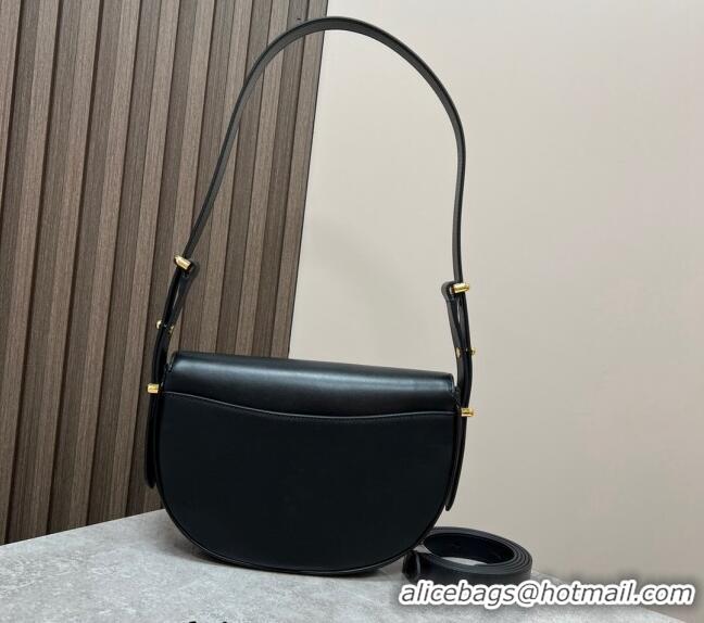 Buy Discount Prada Arque leather moon shoulder bag 1BD365 Black 2024