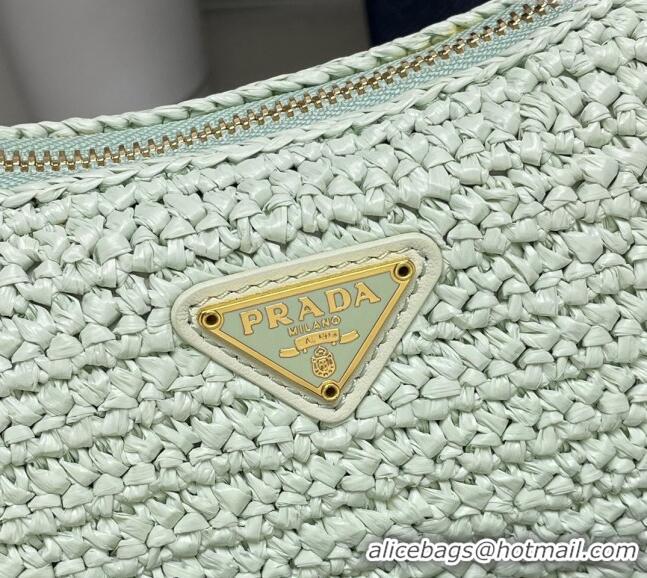 Well Crafted Prada Re-Edition 2005 Raffia-effect crochet bag 1BH204 Aqua Green 2024