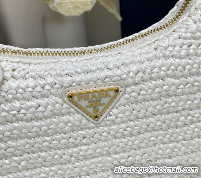 Trendy Design Prada Re-Edition 2005 Raffia-effect crochet bag 1BH204 White 2024