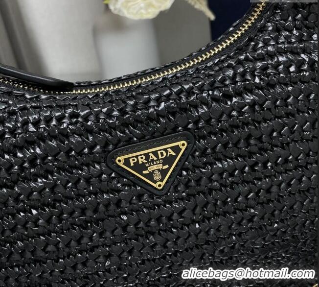 Shop Cheap Prada Re-Edition 2005 Raffia-effect crochet bag 1BH204 Black 2024