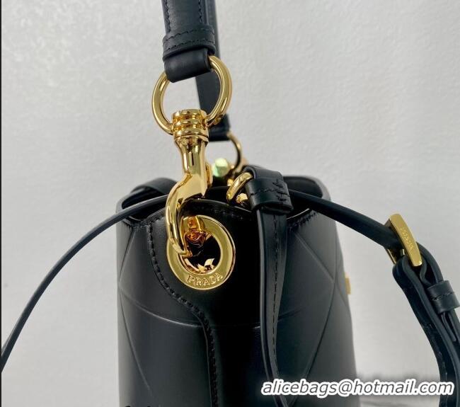 Affordable Price Prada Quilted Leather Bucket Bag 1BA380 Black 2024