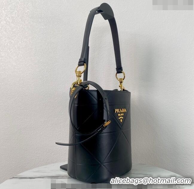 Affordable Price Prada Quilted Leather Bucket Bag 1BA380 Black 2024