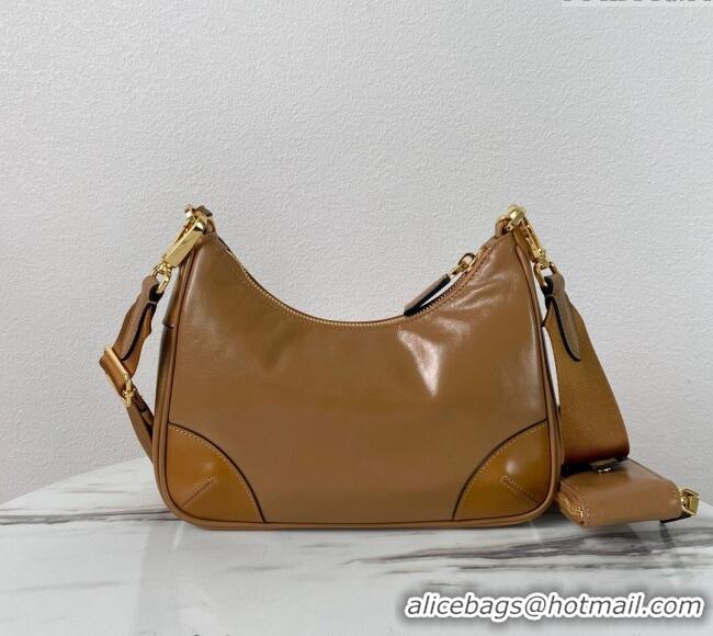 Reasonable Price Prada Re-Edition 2005 Siny Leather Hobo Bag 1BC204 Brown 2024