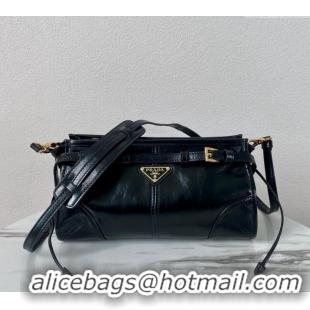 Promotional Prada LusSolf Siny Leather Shoulder Bag 1BA215 Black 2024