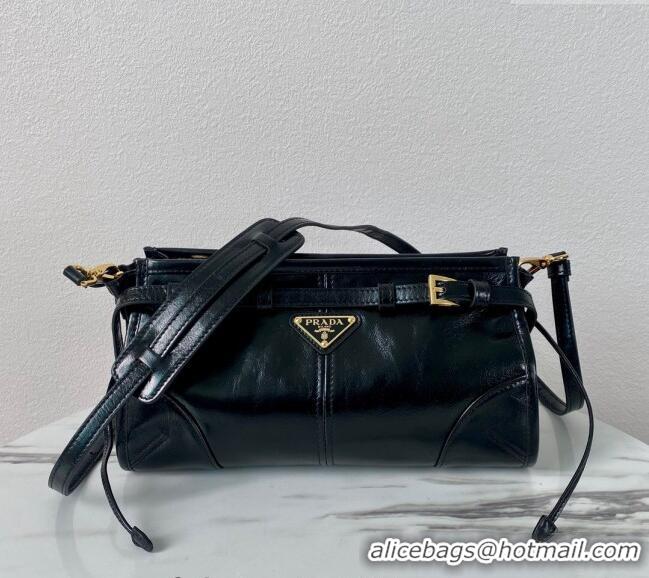 Promotional Prada LusSolf Siny Leather Shoulder Bag 1BA215 Black 2024