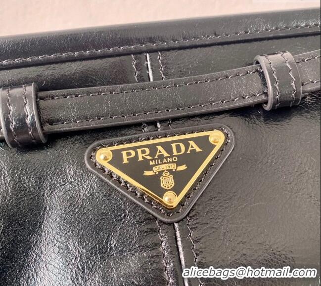 Promotional Prada LusSolf Siny Leather Shoulder Bag 1BA215 Black 2024