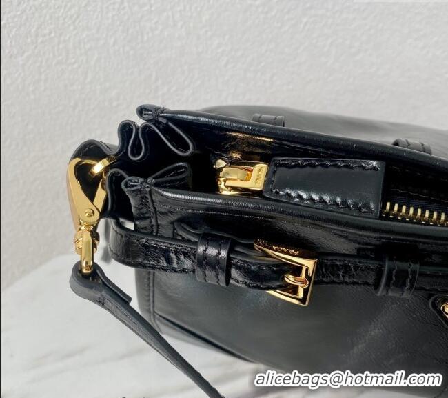 Promotional Prada LusSolf Siny Leather Shoulder Bag 1BA215 Black 2024