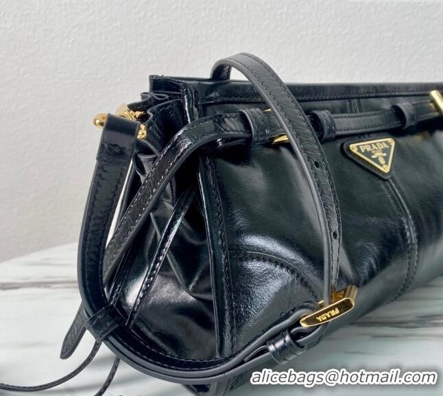 Promotional Prada LusSolf Siny Leather Shoulder Bag 1BA215 Black 2024