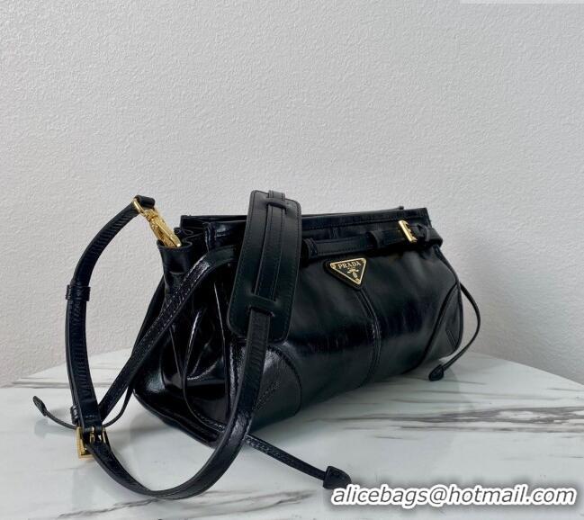 Promotional Prada LusSolf Siny Leather Shoulder Bag 1BA215 Black 2024