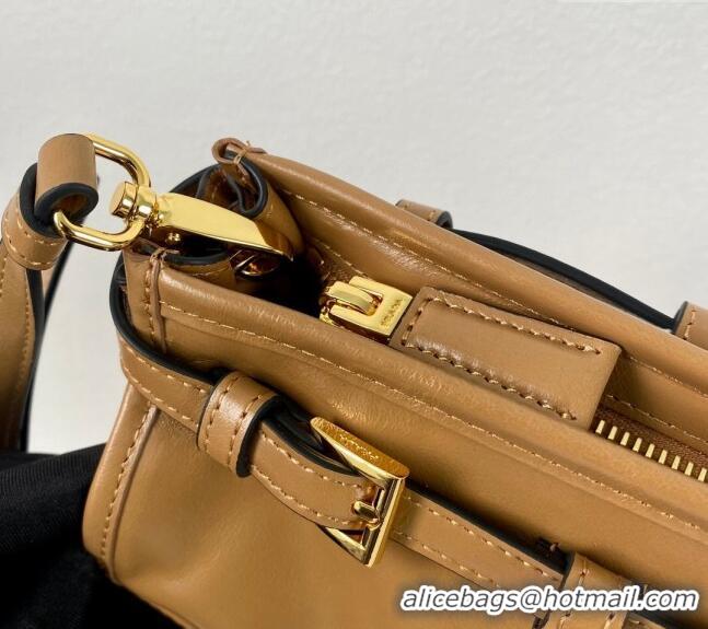 Best Price Prada LusSolf Siny Leather Shoulder Bag 1BA215 Brown 2024