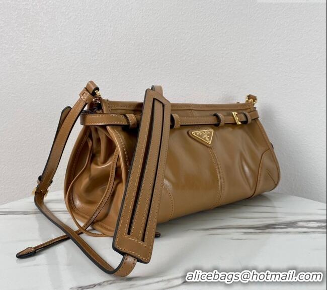 Best Price Prada LusSolf Siny Leather Shoulder Bag 1BA215 Brown 2024