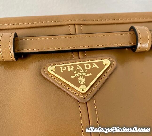 Best Price Prada LusSolf Siny Leather Shoulder Bag 1BA215 Brown 2024