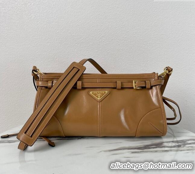 Best Price Prada LusSolf Siny Leather Shoulder Bag 1BA215 Brown 2024