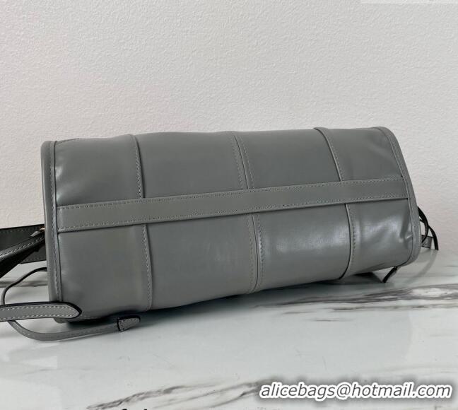 Famous Brand Prada LusSolf Siny Leather Shoulder Bag 1BA215 Grey 2024