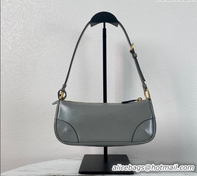 Promotional Prada Re-Edition 2002 small shiny leather shoulder bag 1BC201 Grey 2024