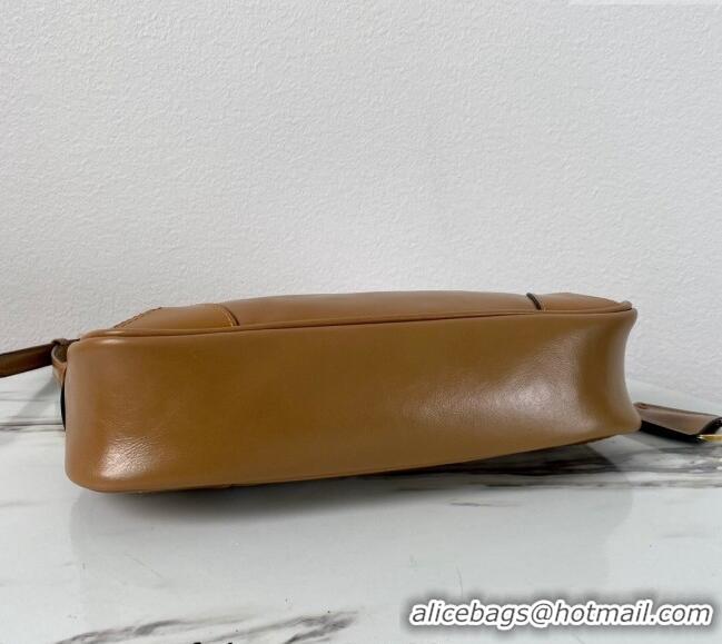 Super Quality Prada Re-Edition 2002 small shiny leather shoulder bag 1BC201 Brown 2024