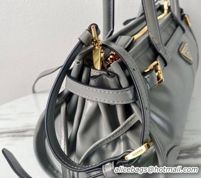 Grade Design Prada Medium shiny leather handbag 1BA426 Grey 2024