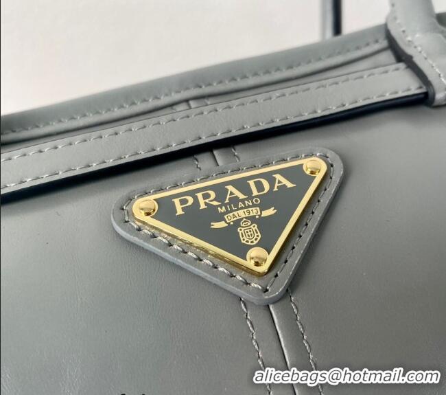 Grade Design Prada Medium shiny leather handbag 1BA426 Grey 2024