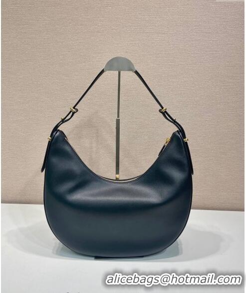 Super Quality Prada Large leather hobo shoulder bag 1BC212 Black 2024