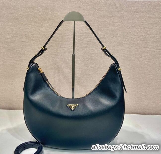 Super Quality Prada Large leather hobo shoulder bag 1BC212 Black 2024