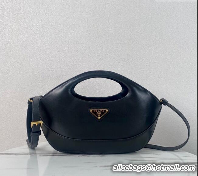 Luxury Cheap Prada Medium leather handbag 1BA421 Black 2024