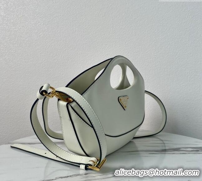 Super Quality Prada Medium leather handbag 1BA421 White 2024