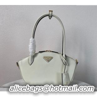 Top Grade Prada Small leather handbag 1BA427 White 2024