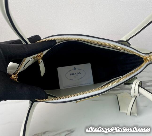 Top Grade Prada Small leather handbag 1BA427 White 2024