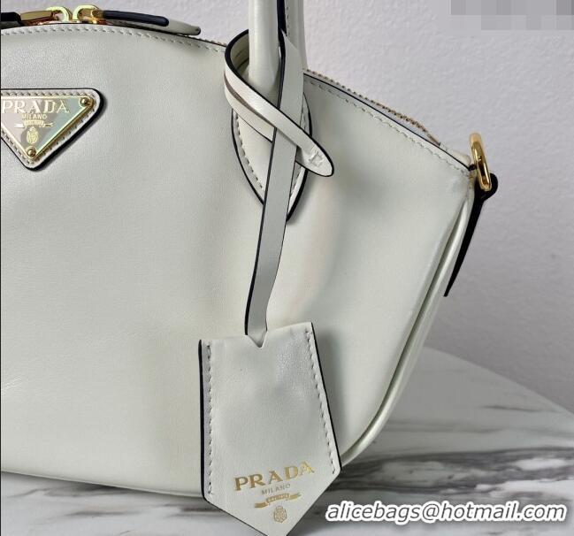 Top Grade Prada Small leather handbag 1BA427 White 2024