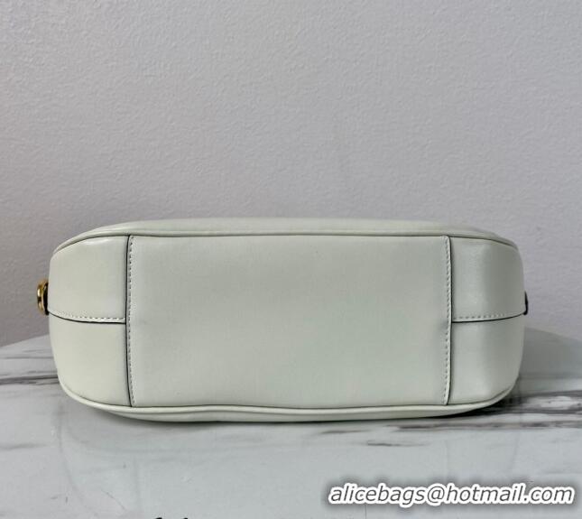 Top Grade Prada Small leather handbag 1BA427 White 2024