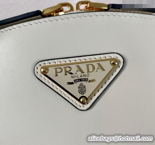 Top Grade Prada Small leather handbag 1BA427 White 2024