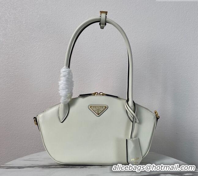 Top Grade Prada Small leather handbag 1BA427 White 2024