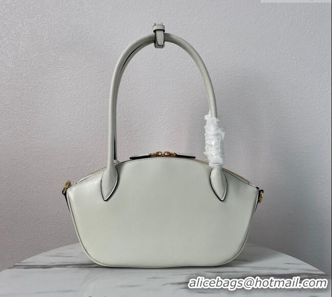 Top Grade Prada Small leather handbag 1BA427 White 2024