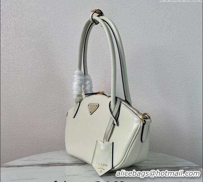 Top Grade Prada Small leather handbag 1BA427 White 2024