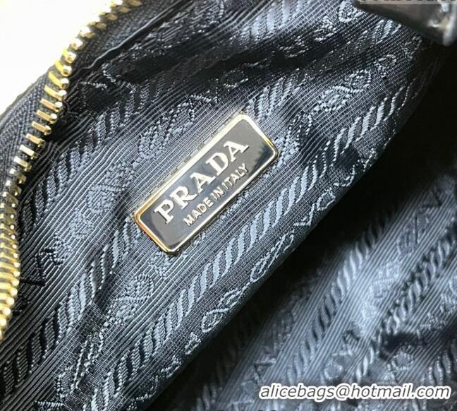 Luxury Cheap Prada Re-Edition Re-Nylon and sequin mini-bag 1BC204 Black 2024