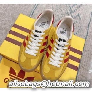 Sophisticated Gucci x Adidas Gazelle Suede & Velvet Sneakers Yellow 080104