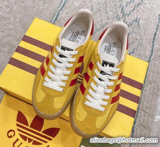 Sophisticated Gucci x Adidas Gazelle Suede & Velvet Sneakers Yellow 080104