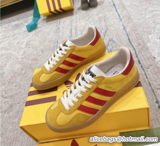 Sophisticated Gucci x Adidas Gazelle Suede & Velvet Sneakers Yellow 080104