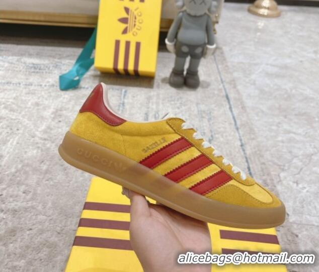 Sophisticated Gucci x Adidas Gazelle Suede & Velvet Sneakers Yellow 080104