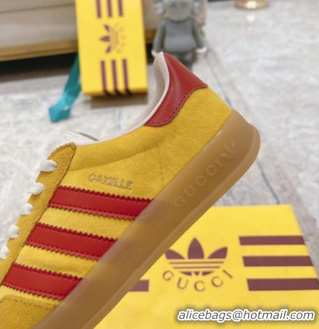 Sophisticated Gucci x Adidas Gazelle Suede & Velvet Sneakers Yellow 080104