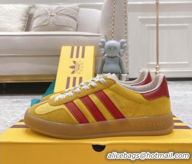 Sophisticated Gucci x Adidas Gazelle Suede & Velvet Sneakers Yellow 080104